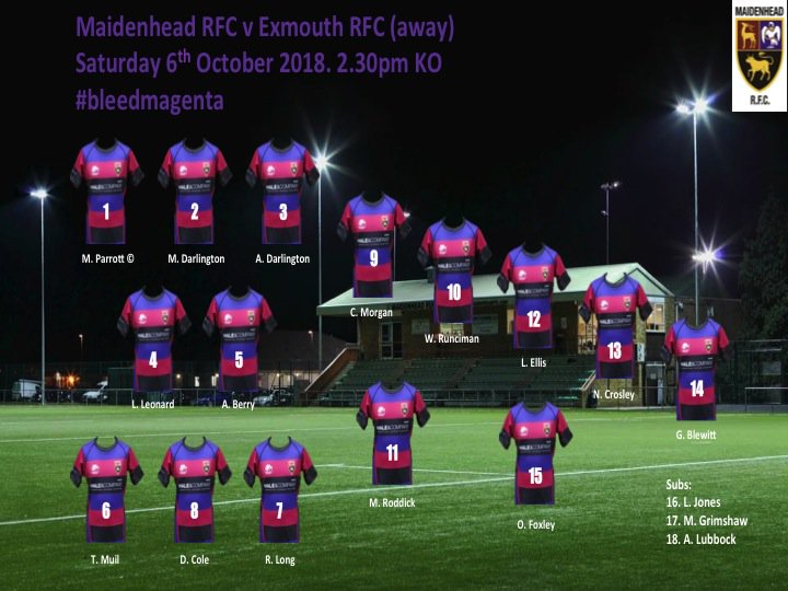 maidsrfc's tweet photo. Here is the 1st XV that travel down to @ExmouthRFC this weekend. Looks like it will be a repeat of Drybrook a couple of weeks ago. Wind and rain forecast! Hoping for a repeat result too. https://t.co/CyObaHt9sd