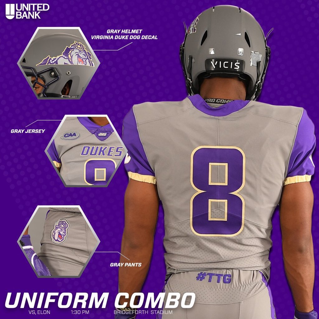 James Madison new Uniforms to go with their new helmets from last week