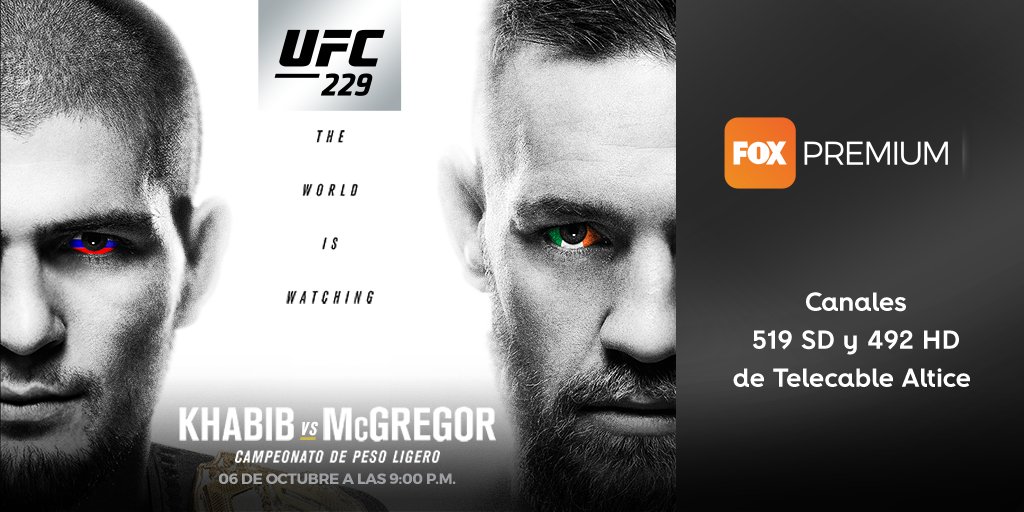 altice_do's tweet photo. El mundo estará viendo, ¿y tú? 👀 Sintoniza mañana la pelea de #ConorMcGregor vs #KhabibNurmagomedov con el Paquete de #FOXPremium de tu #TelecableAltice. 🥊Si aún no lo tienes, solicítalo al 809-859-6000. 📺 https://t.co/LB7QD4jA7L