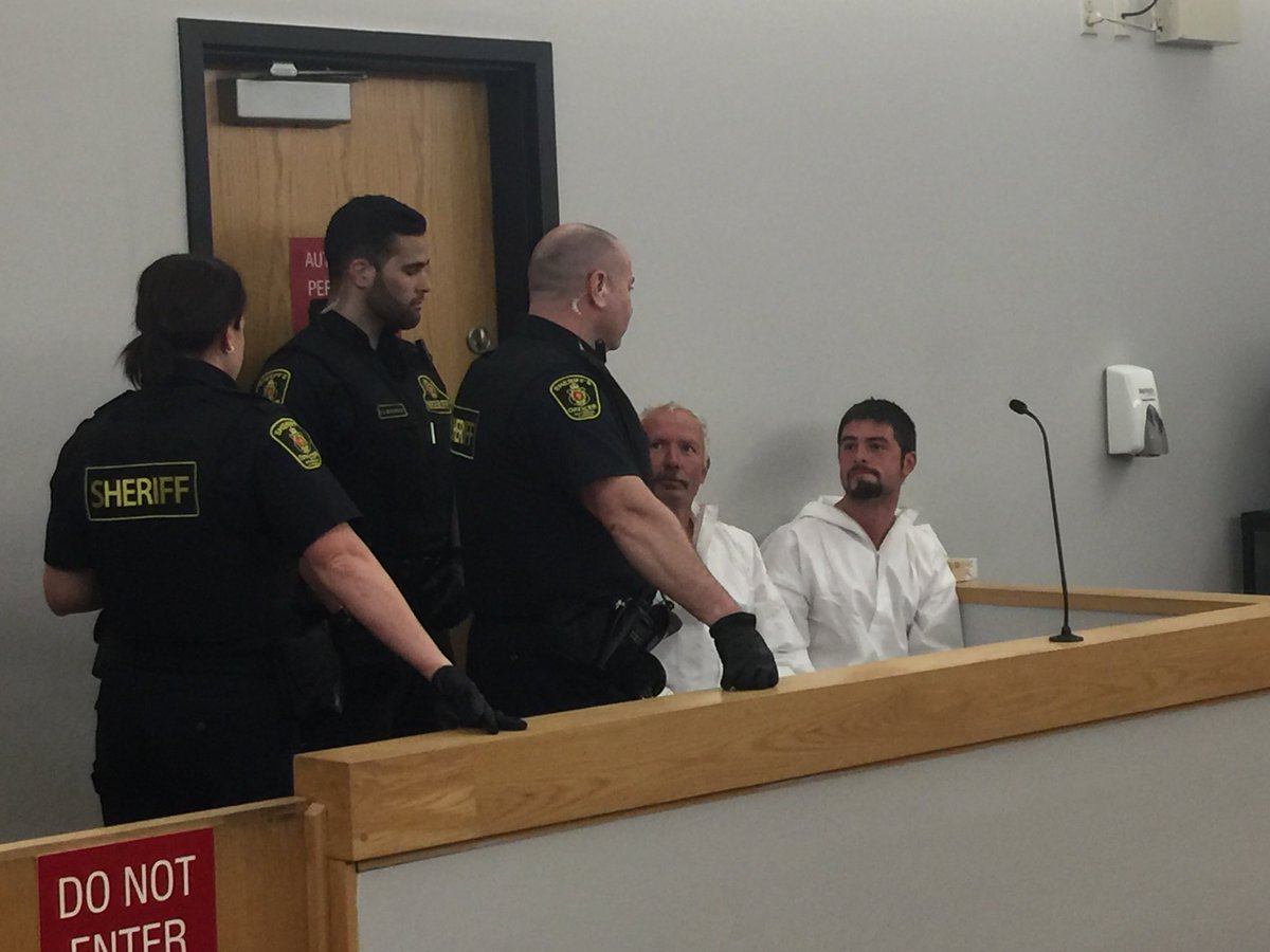 vocmvocm's tweet image. The man are father/son. They’ve been charged with break and enter, assault with a weapon, in this case a bat, assault causing bodily harm, kidnapping, and uttering threats. They’ve been remanded into custody pending a bail hearing Tuesday afternoon. @VOCMNEWS