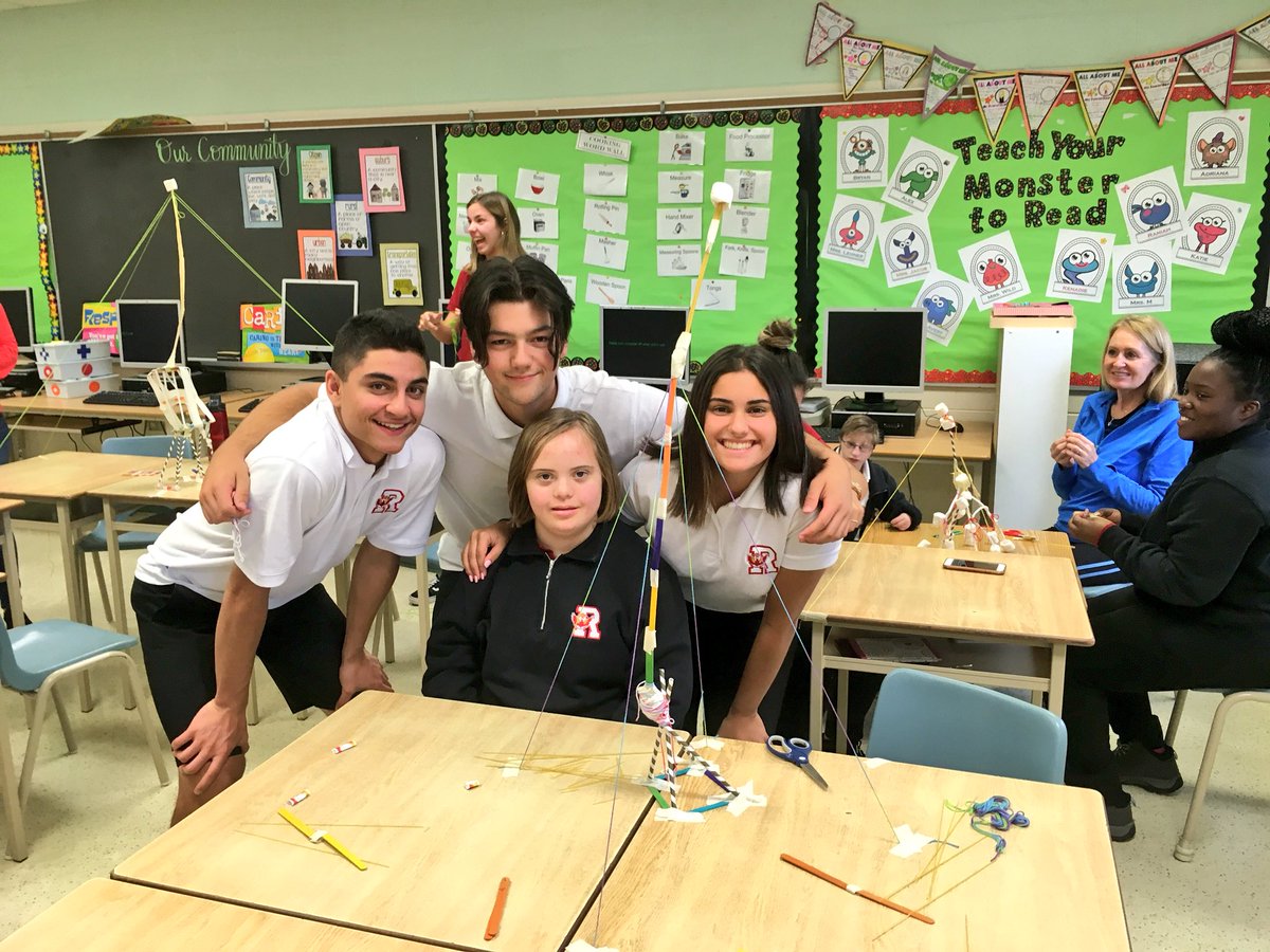 MsGodkin's tweet image. The @ResCSS leadership class had an amazing time collaborating with the community living students to create the tallest structure that could support a marshmallow #WCDSBAwesome #heartofthecommunity #successforeach #aplaceforall learning, growing and building together