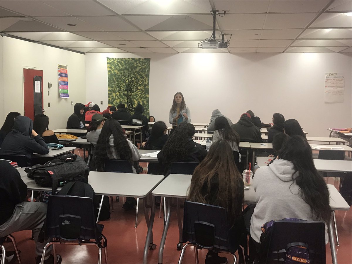 kdoxtator's tweet photo. What a day! Students listen to Genevieve Fisher share her story and passion for music. Lots of great questions! I am so impressed by my students! #embracingourgifts #indigenousrolemodels #inspired https://t.co/M5E4LFCrAP