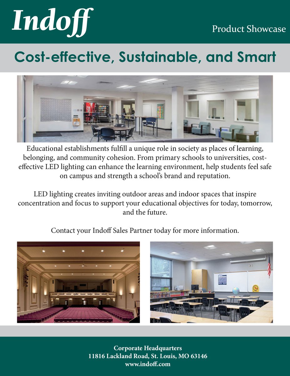 Indoff_llc's tweet photo. The smart choice in educational lighting is to choose an Indoff Partner as your provider! Cost effective and sustainable, we can help you find the perfect option for your school that will encourage optimal learning. Check out the #IndoffBlog for more info: https://t.co/9N0pVe3Yj2 https://t.co/JROY1eP7Zp