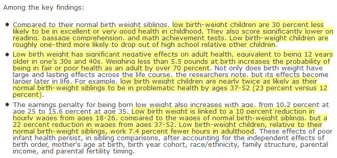 Babies born healthier may be the most transformative of all effects of basic income. Epigenetics show that healthier babies will be healthier adults who in turn have healthier babies and low birth weight is correlated to less healthy adults who earn less. https://www.science20.com/news/correlation_between_birth_weight_adult_weight_and_future_success_study_says