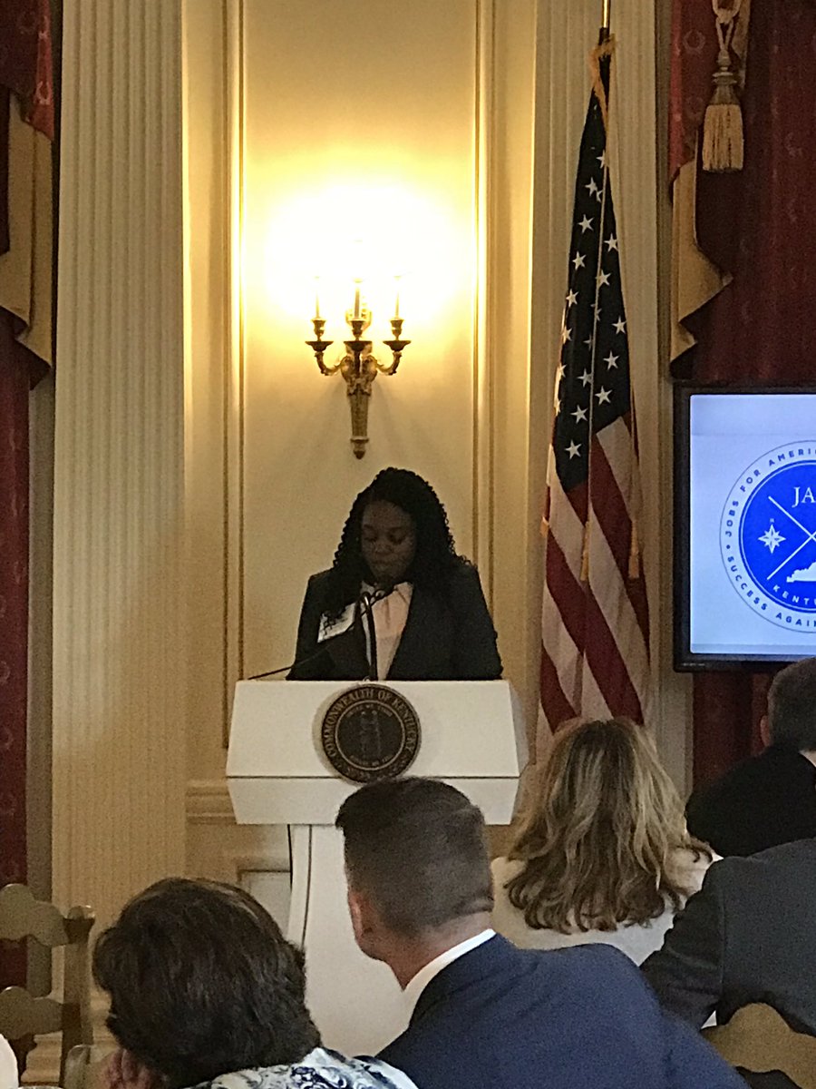 JAGkentucky's tweet photo. Great day for JAG KY. Press conference with @GovMattBevin. Students Elijah Durham and Donica Johnson shared their stories at the luncheon. Thank you to our community partners that help made today a great success. #SuccessAgainstTheOdds https://t.co/LO30bNKanI