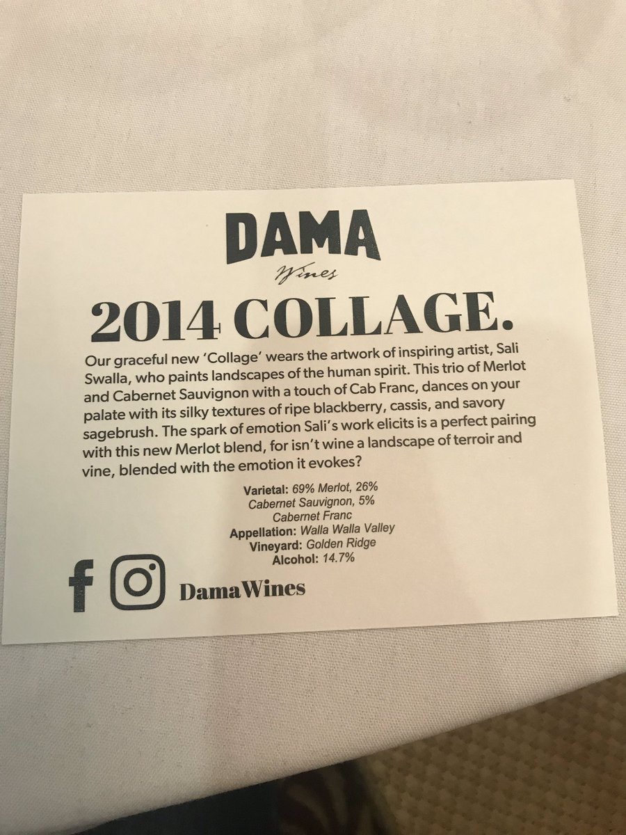 winetraveleats's tweet photo. Wow, getting blown away by #wwwine #damawines $50 beauty. Lovely, feminine and lush wine. #wbc18 #wallawalla @VisitWallaWalla #wine #redwine https://t.co/2ExkzwewR9