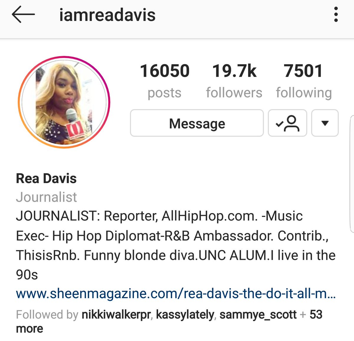 Rea Davis IG: IamReaDavis Journalist Music Exec