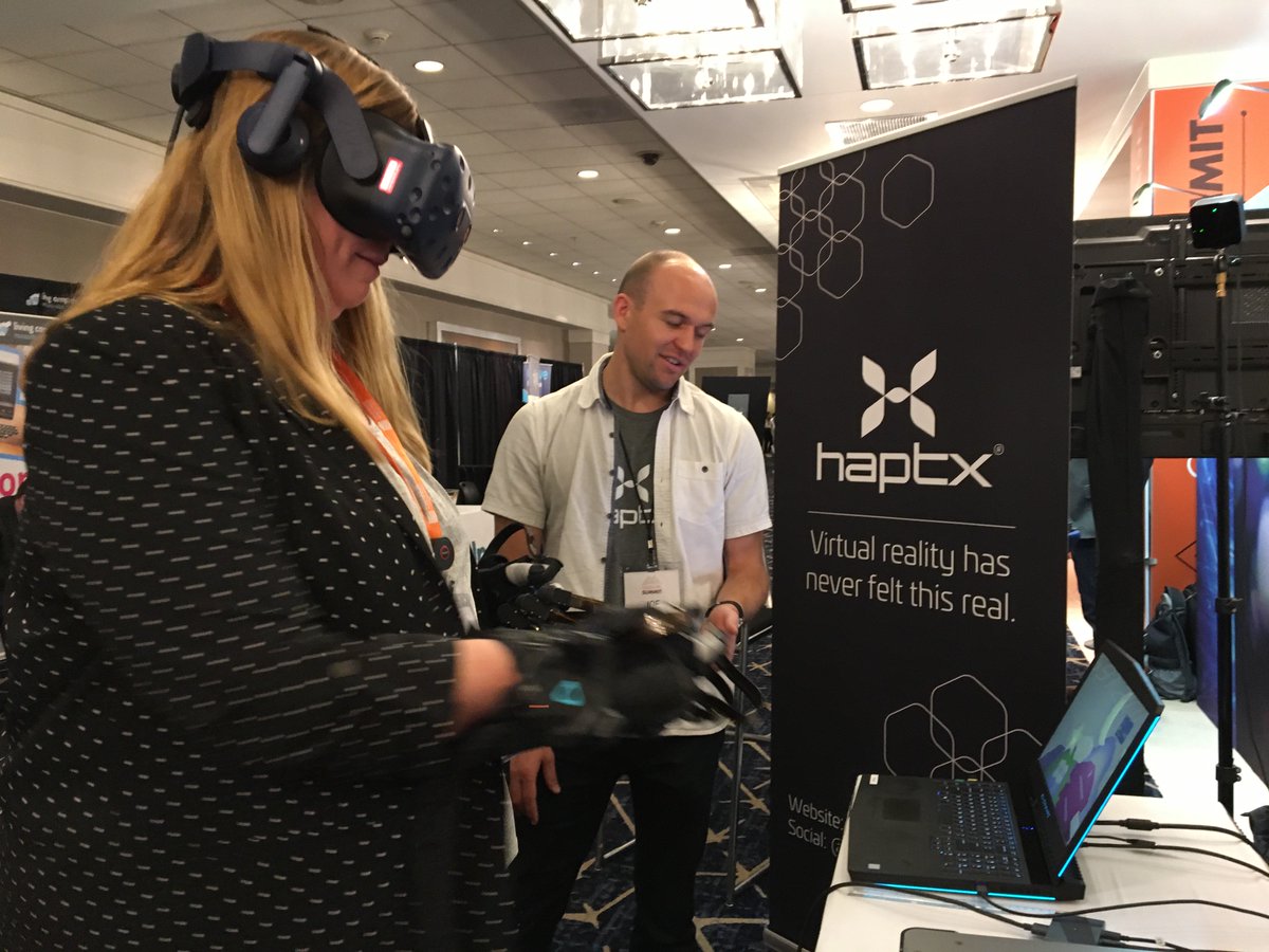 HaptX's tweet photo. We had a blast showing off our new HaptX Gloves Development Kit at #GWSummit and #FoST2018! Learn more at https://t.co/548f4529Nw. #productlaunch https://t.co/2Bq0oXPYve