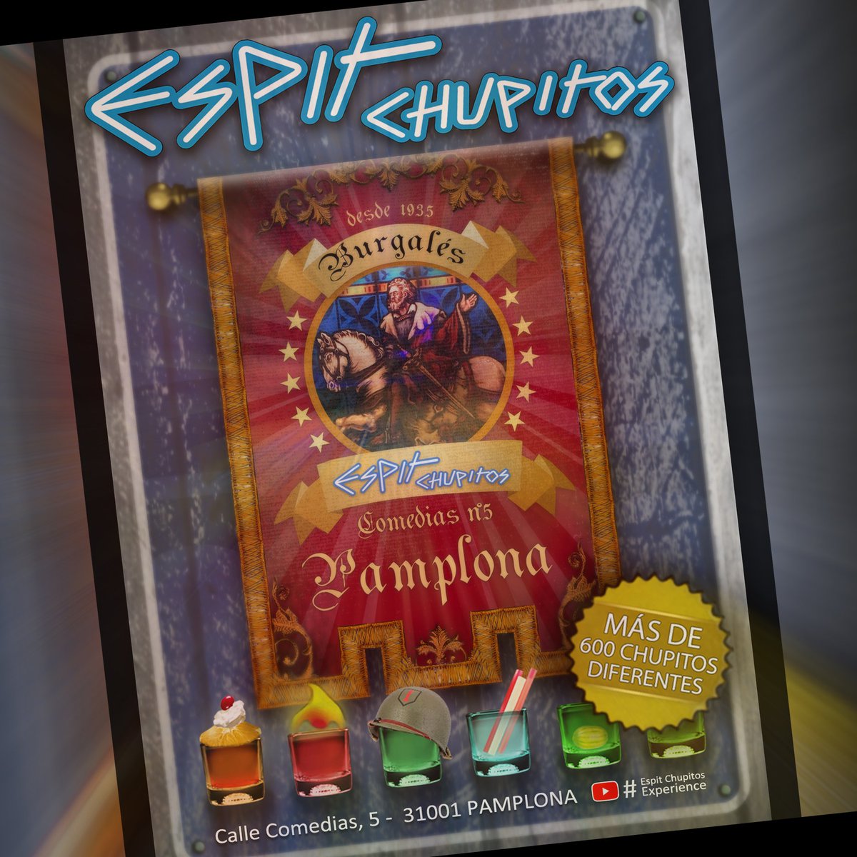 EspitChupitos's tweet photo. VUELVE A PAMPLONA! Viernes 5 DE OCTUBRE Calle Comedias, 5 - 31001 #espitchupitos #pamplona #bar #chupitosespectaculares #cócteles #inauguración #barburgales #burgalés https://t.co/SlSfrJ5W84