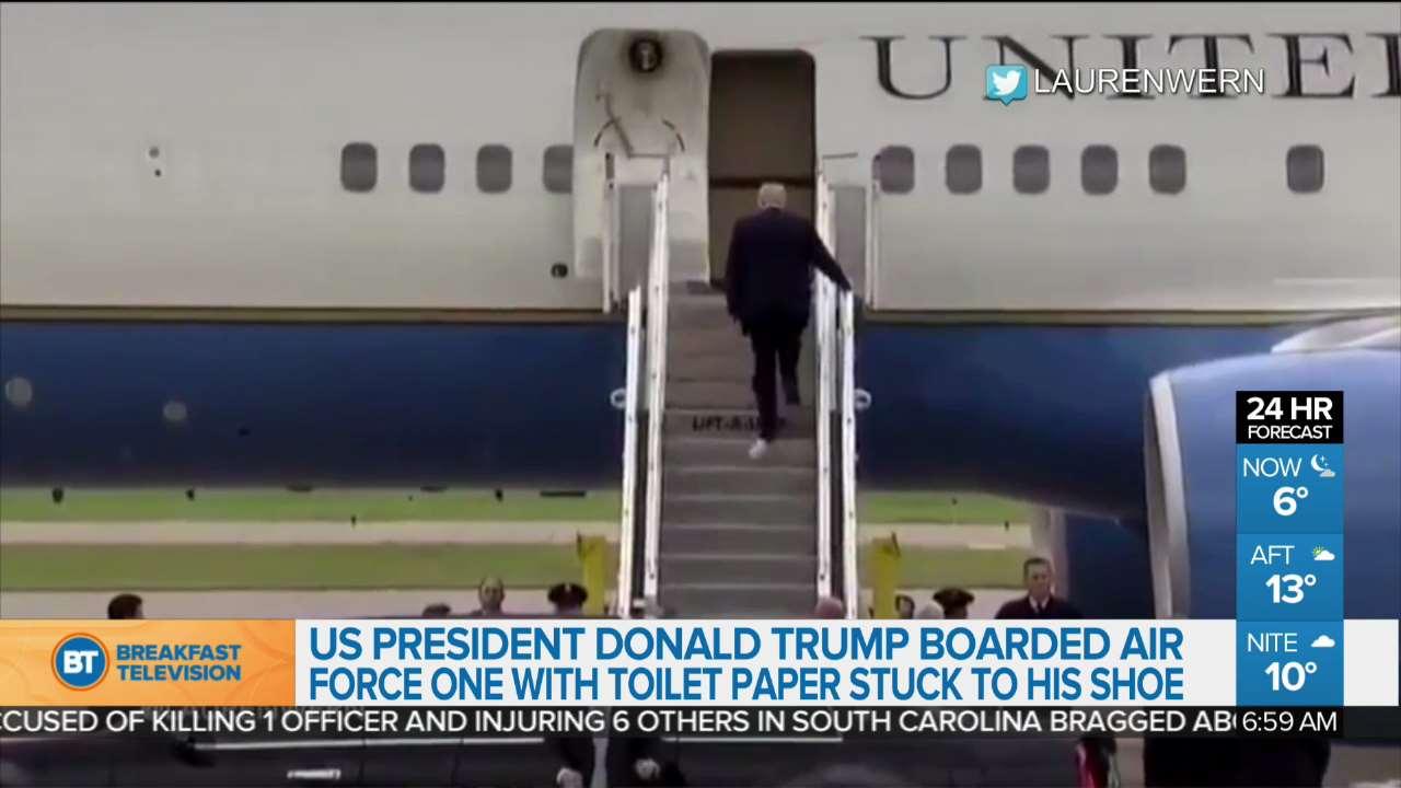 Breakfast Television On Twitter Donald Trump Boards Air Force One With Toilet Paper On His Shoe Https T Co Pdhqdgzfof Https T Co 3spaaci13n Twitter