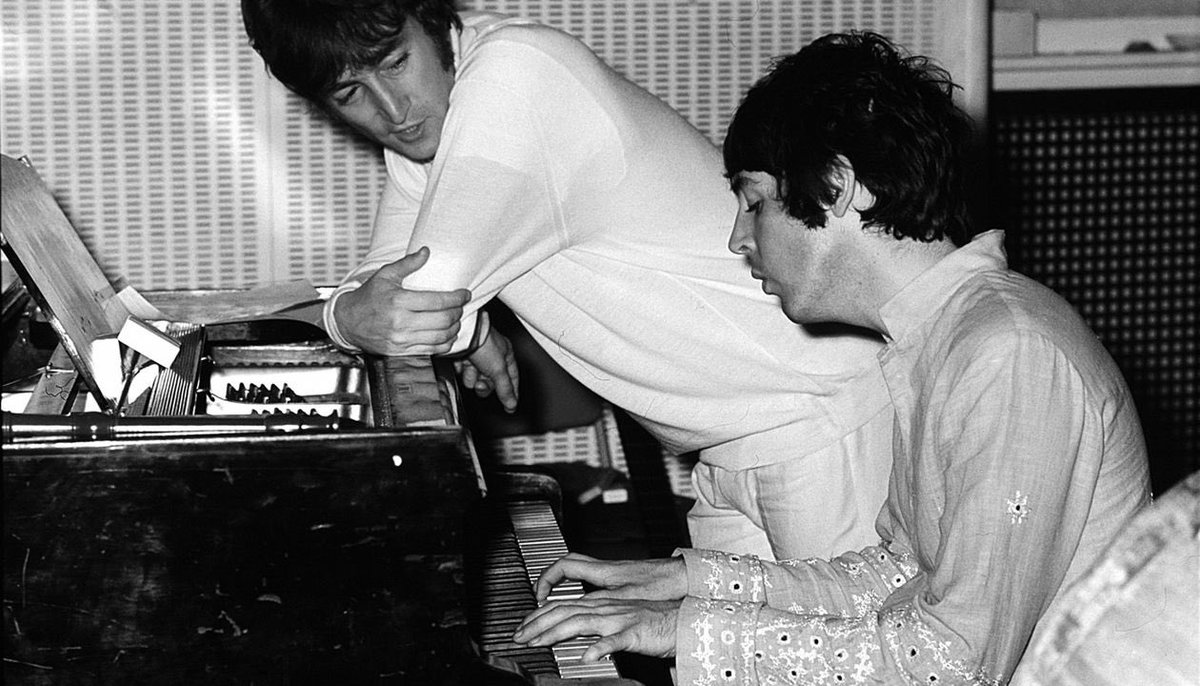 #Lennon/#McCartney, 1967."Paul was on his piano & John was working...
