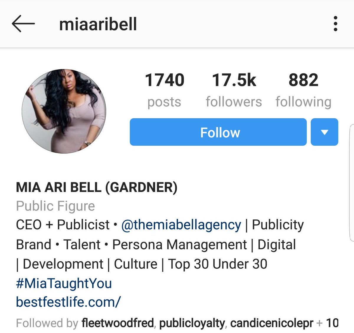 Mia Ari Bell Gardner IG: MiaaribellPublicist CEO TheMiabellagencyPersona Mangement