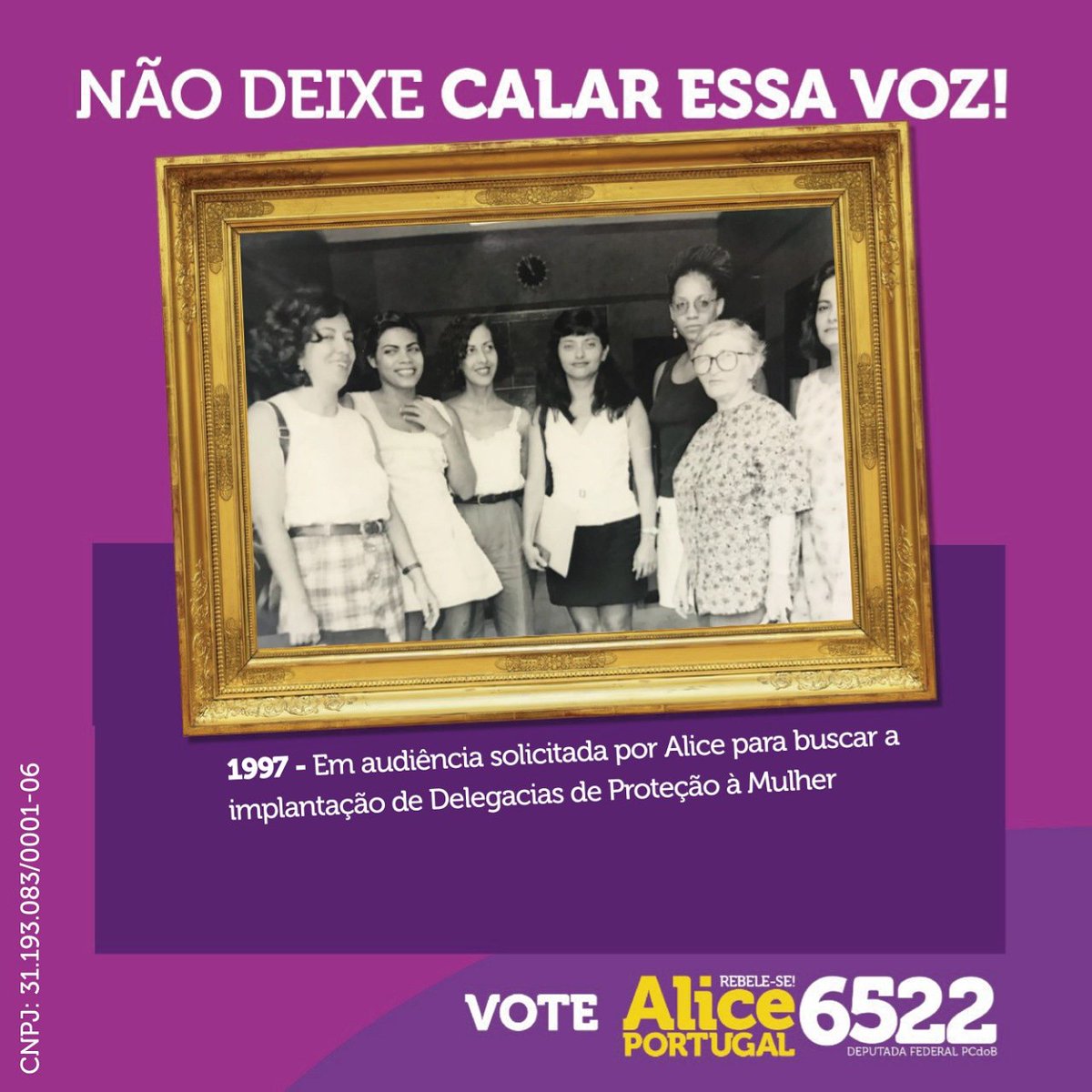 Alice_Portugal's tweet photo. A luta pela implantação e estruturação das delegacias de proteção à mulher sempre foi abraçada por Alice Portugal.

#AliceSim 
#Alice6522 
#Feminista https://t.co/SXONDpBYvv