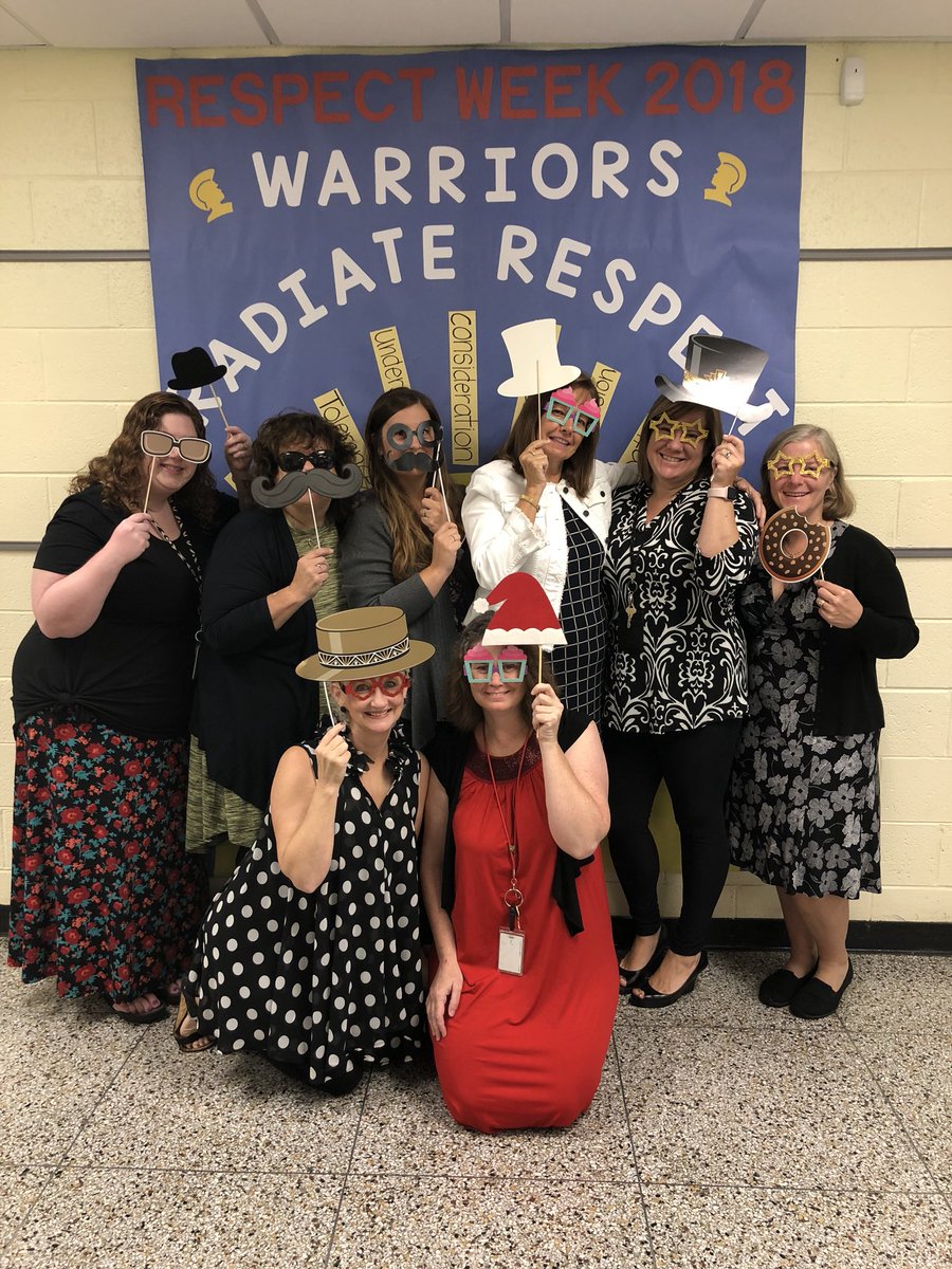 NE_ESguidance's tweet photo. NEES teachers Rock!! Throughout the week they dressed up and posed in front of our Respect Week backdrop!! Here are our 3rd, 4th, 5th grade teachers and our RA team!
They are true role models.
#Respectweek2018
@NE_ESWarriors https://t.co/ZIffkRfFcO