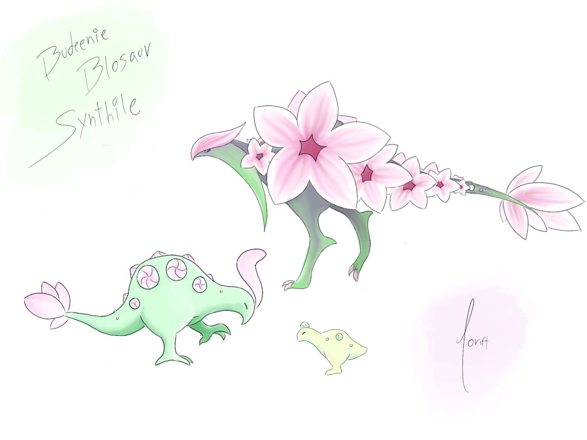 DaviDen's tweet photo. Meet Budeenie, Blosaur and Synthile, my regions grass starter line https://t.co/w4V7bERf0e
