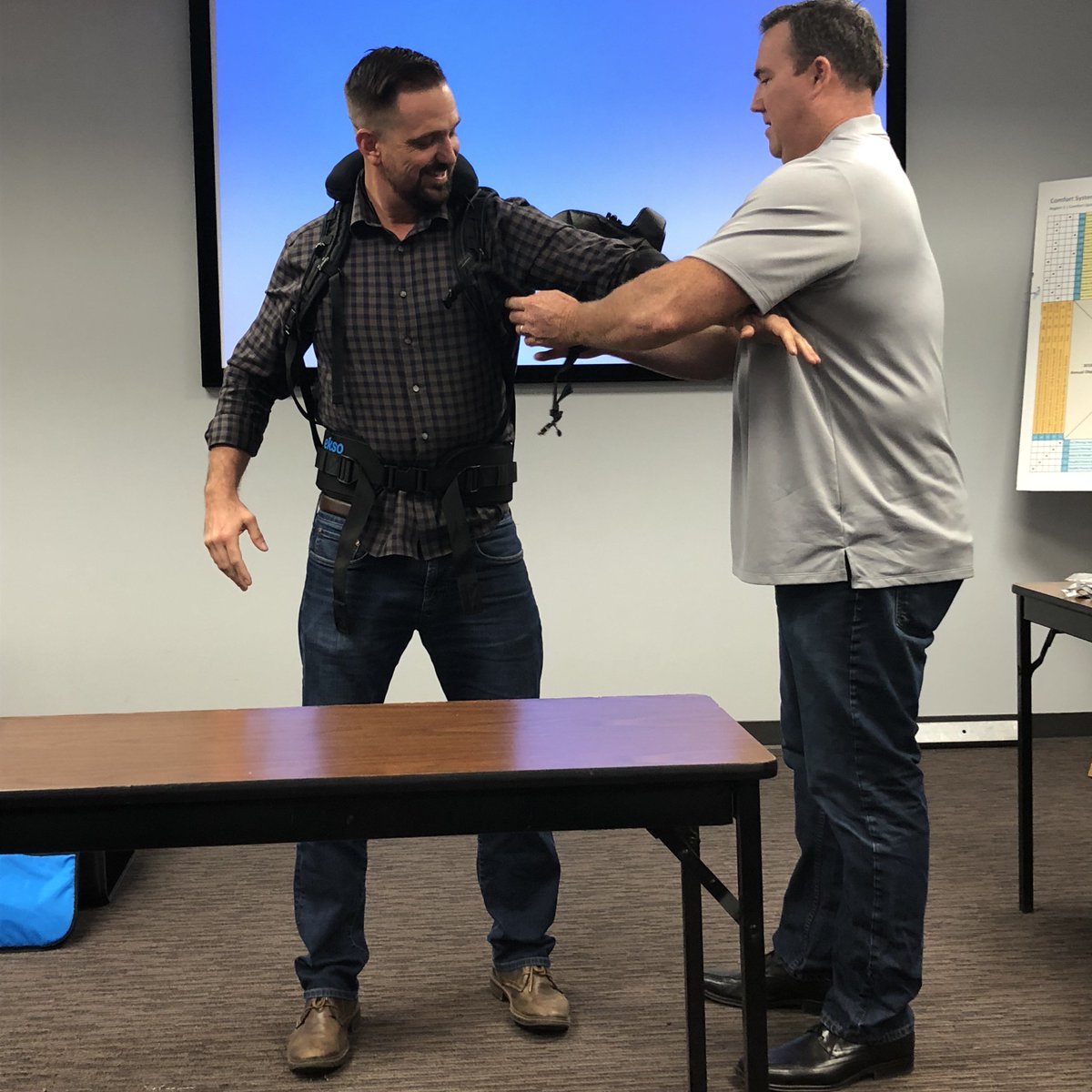 Is he a robot, or is this the future on our job sites? This is the EksoVest by <a href="/EksoBionics/">Ekso Bionics</a>  - An upper body exoskeleton that elevates and supports a worker's arms to assist them with tasks ranging from chest height to overhead. #csusasw #eksovest #eksobionics #constructiontech