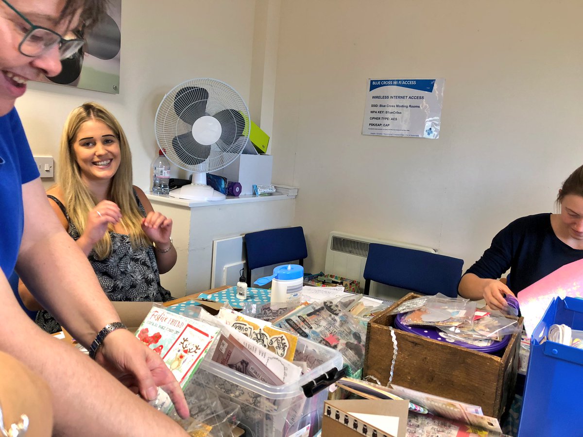 EmmaJonesGB's tweet photo. We went all Art Attack in the office today... Β£1 to get to play with Marias craft stash was well worth it to support #BlueCrossWeek ... check out my penguin/cat card masterpiece! Tony H eat your heart out π»π§ππΌ https://t.co/v3AzmAOkLs