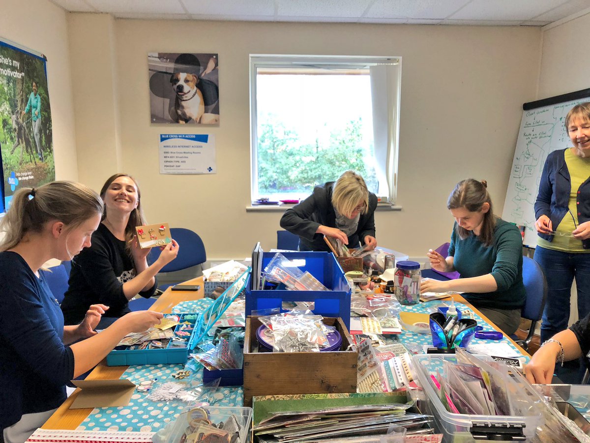 EmmaJonesGB's tweet photo. We went all Art Attack in the office today... Β£1 to get to play with Marias craft stash was well worth it to support #BlueCrossWeek ... check out my penguin/cat card masterpiece! Tony H eat your heart out π»π§ππΌ https://t.co/v3AzmAOkLs
