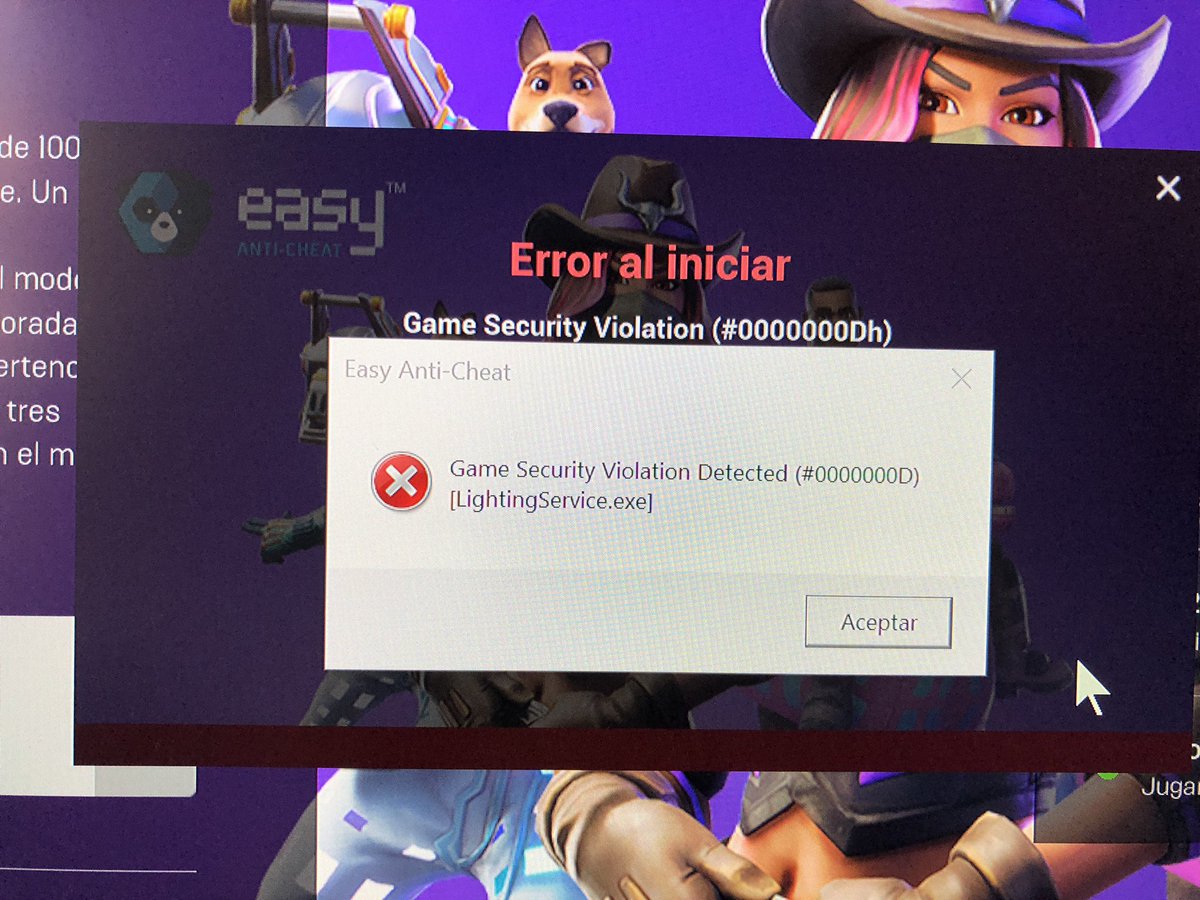 Fornite Games Fortnite Game Security Violation Detected Lighting Serviceexe
