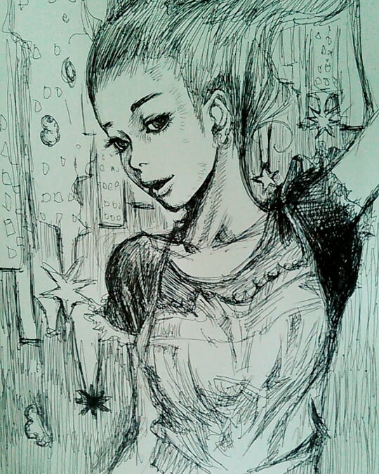少し描きました。

ボールペンで描きました。

寝ます。。 