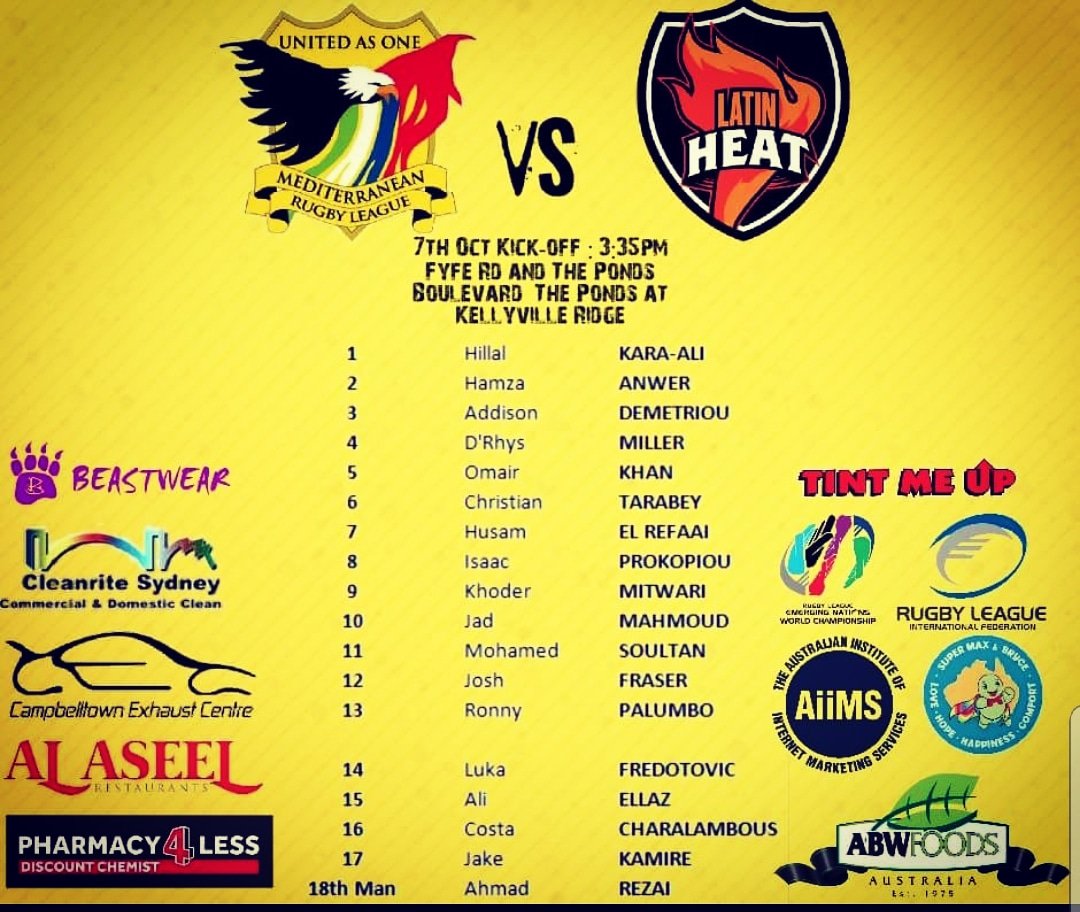 Come down and support your herratige players from the Mediterranean and middle Eastern countries #MiddleEast #Mediterranean #rugbyleague #sports #training #fitness #nrl