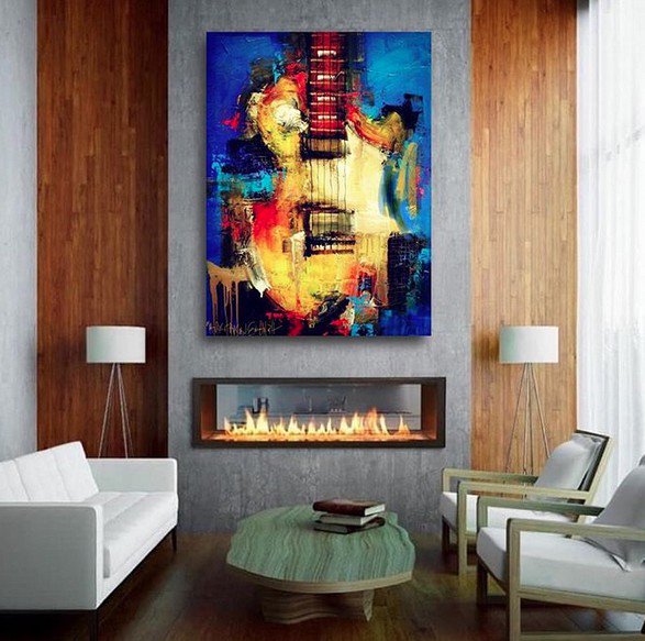 “Rock n Roll”
Size: 36” x 48”
Medium: Layered Acrylic
Artist: Mark Carson English
#guitarartwork #musicart #abstractimpressionism #electricguitar #customartwork #coolartwork #abovethefireplace #trendyart #contemporarydesign #interiorstyle #guitars