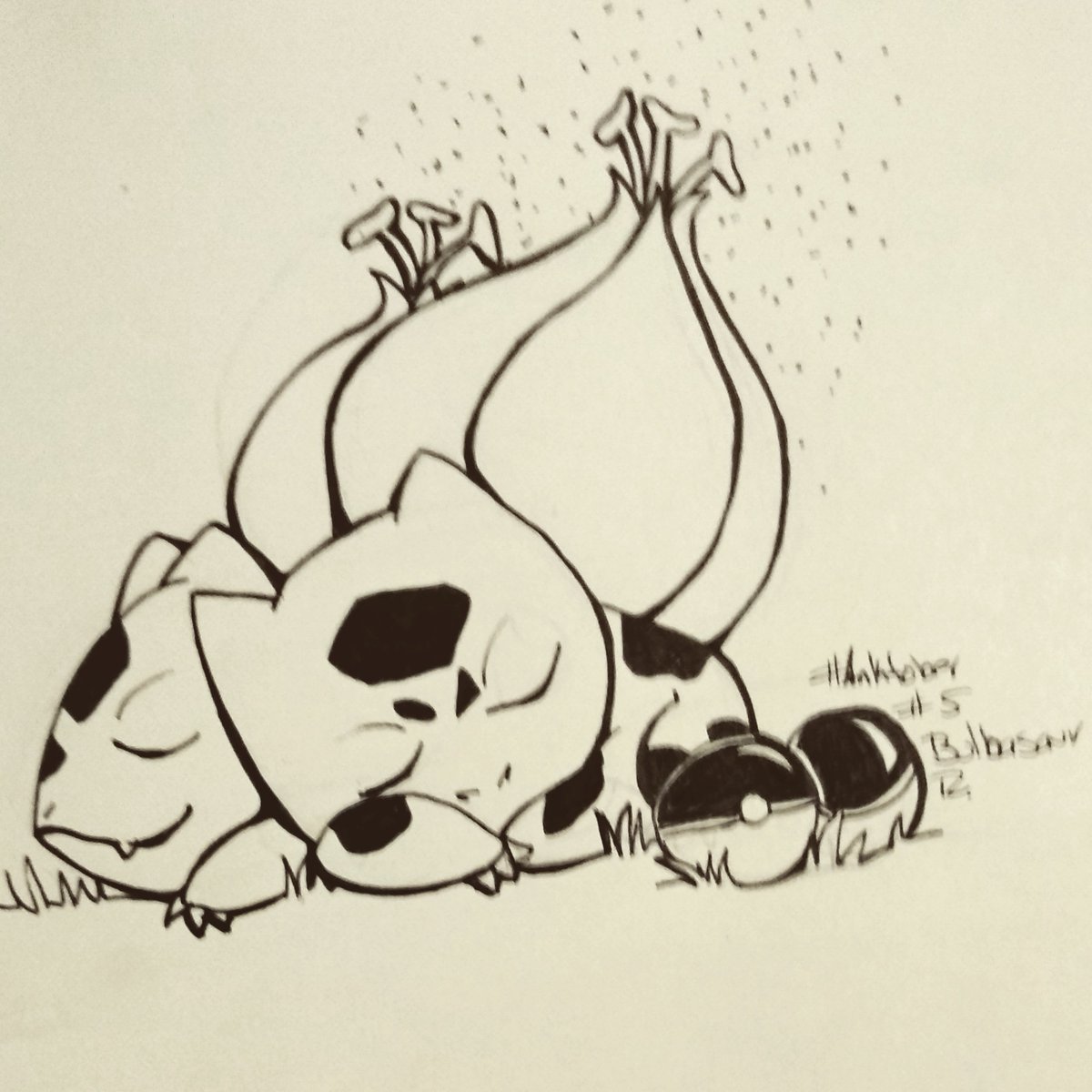 Rocko_cat's tweet photo. Not a good day, Bulbasaur, Day 5 #inktober #pokemon #1generation #grass #grasstype #grasstypepokemon #starter #bulbasaur #myalltimefavorite https://t.co/8dh62RACOd