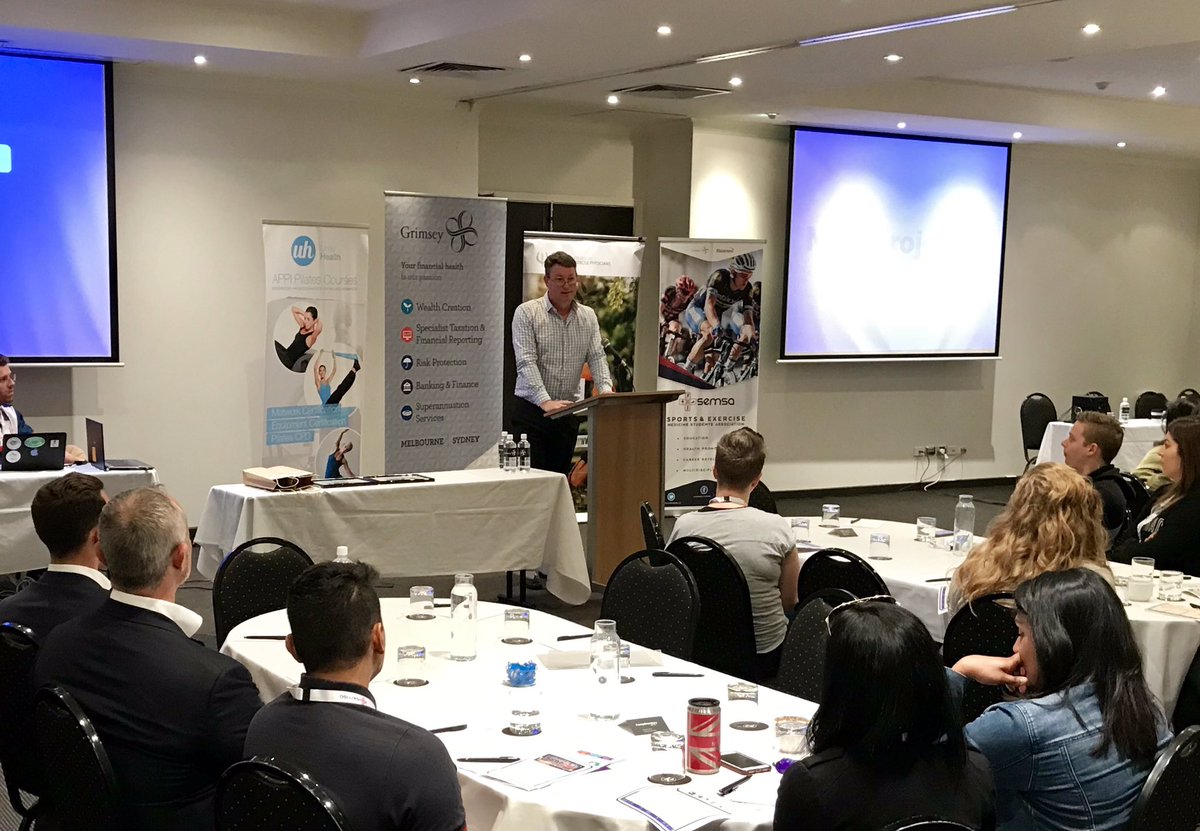 DrSteveMcMahon's tweet photo. @andrew_jowett first key speaker at SEM18 National Conference- The Team Physician. @SEMSA_au @ACSEP_ @opsmc @grimseywealth @UniteHealth @fisiocremaust @SMA_Events #SEM18 https://t.co/2gR2fUZUmc