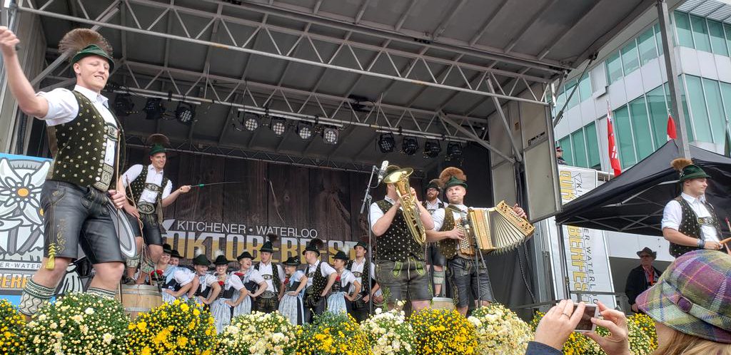 Cracking the whip and dancers from Bavaria at <a href="/KW_Oktoberfest/">K-W Oktoberfest Inc.</a> opening today.