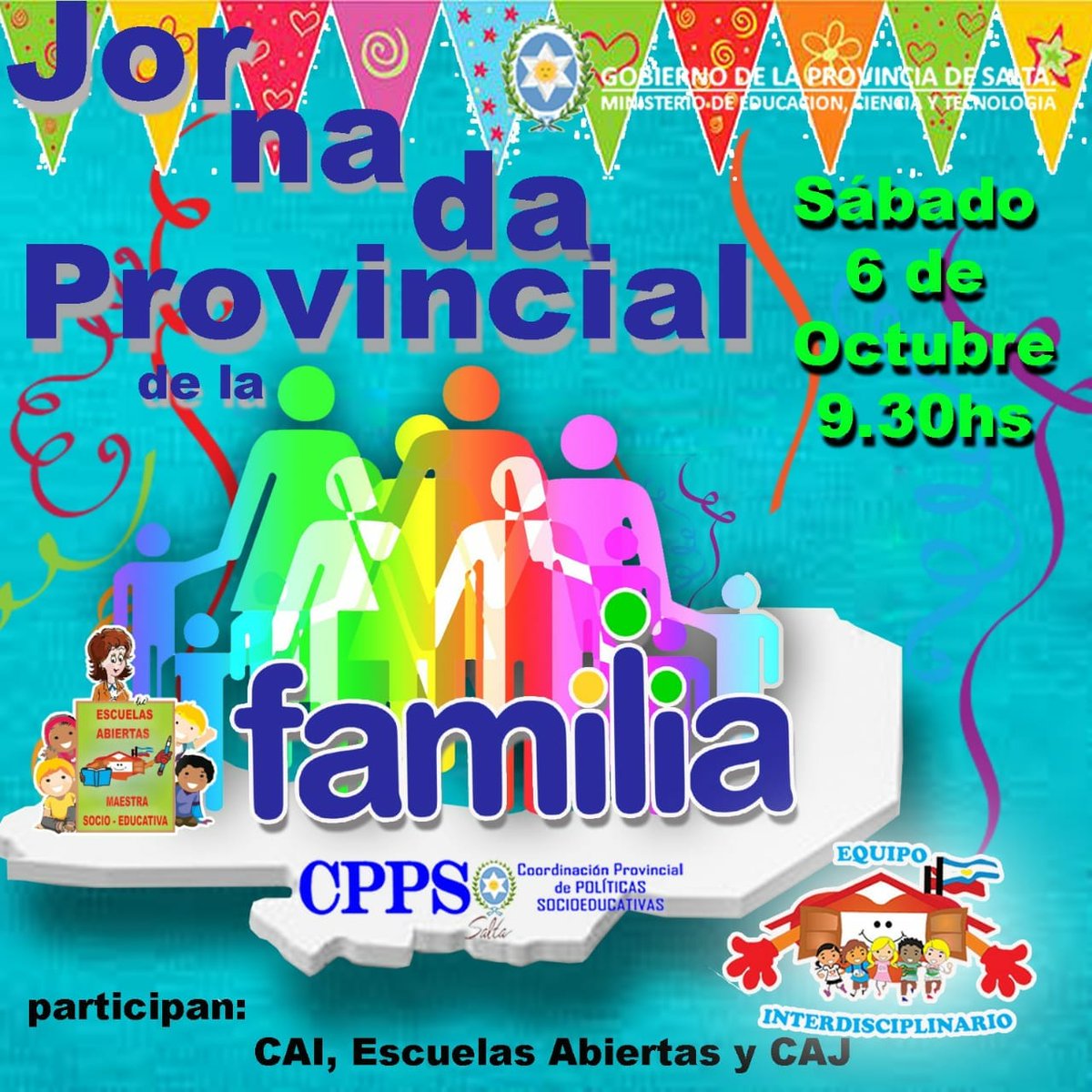 El sábado 06 la <a href="/EA_EvaPeron/">Escuela Abierta Eva Perón</a> vivirá la #JornadaDeLaFamiliaEnCPPS 
Somos un #equipo que cree que la #FamiliaEsElMejorLugarParaCrecer
<a href="/UrtubeyJM/">Juan Manuel Urtubey</a> <a href="/aniberruezo/">analia berruezo</a> <a href="/larubita70/">Rubita Bijou</a> <a href="/danilisanti/">Daniela Lisanti</a> <a href="/rubem_dario29/">ruben dario flores</a> <a href="/yoyballon/">Yoy Ballón</a> 
<a href="/fguillesaavedra/">GUILLERMO SAAVEDRA</a> <a href="/artydance23/">Gilda Rodríguez</a> <a href="/patriciapinasco/">Patricia Pinasco</a>  <a href="/fergrieco/">Fer</a>