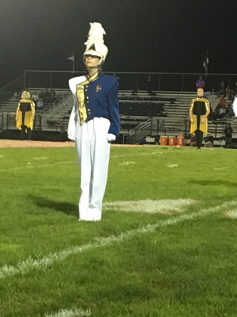 UPHSband's tweet photo. @UPHSband kicks of weekend performances with halftime performance at Pottsgrove. Tomorrow evening band competition @OJR. #TribePride https://t.co/qxIBsNgTRU