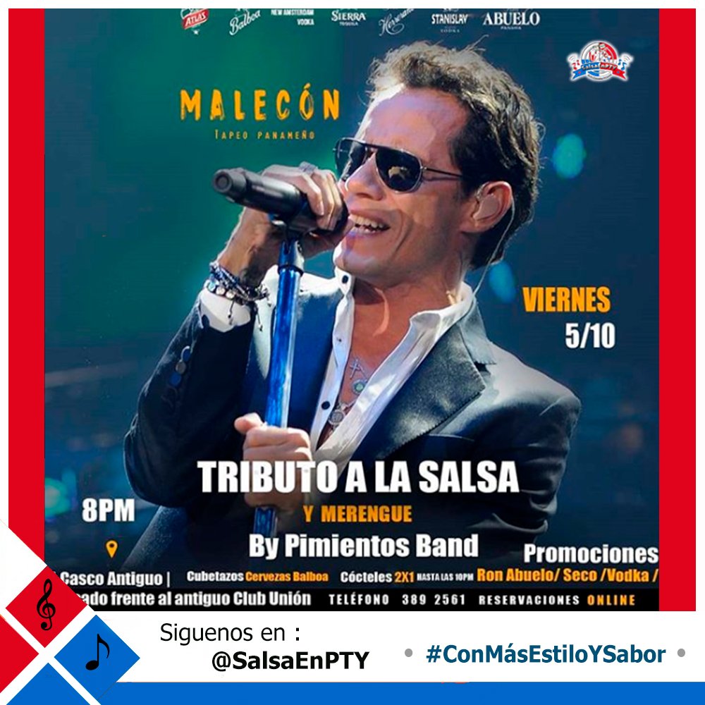 SalsaEnPTY's tweet photo. ↓↓↓ Support En PTY 🇵🇦 ↓↓↓ 💃🕺Hoy.. #SalsaEnPTY #ShowTributo "A LA SALSA Y MERENGUE " #LoMejorDePanamá #Malecon #TapeoPanameño con #PimientosBand #ConMásEstiloYSabor https://t.co/lAf01Z1cfB