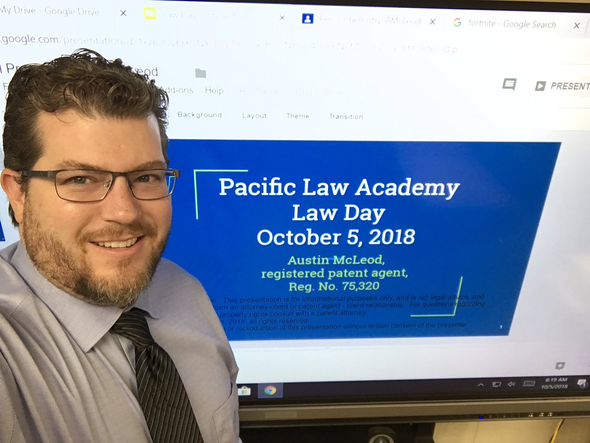 I gave four back-to-back lectures on Intellectual Property to students for law day today. The students were engaged as well as the staff. Kids enjoy seeing their teacher in a different light. 
#PLAtigers
#PatentAgent
#IP4kids
#IP4Youth
#USPTOkids
#USPTO4Kids