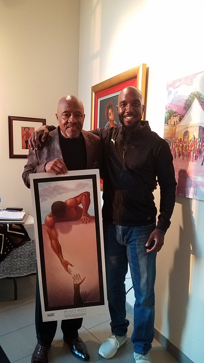 theregoesj1's tweet photo. I was blessed to be able to talk and get a picture with one of the GodFathers of African American Art. Mr. Gilbert Young @Gilyoungone #abtf2018 #theatre #art #blackart https://t.co/GjiZ6WFo7n