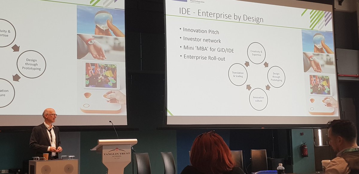 EvoHannan's tweet photo. Peter Childs talking about the importance of pitching designs @TanglinTrust #theSTEMConf #innovation #creatingsparks @DwightSchoolDXB https://t.co/dR460Tw9lx