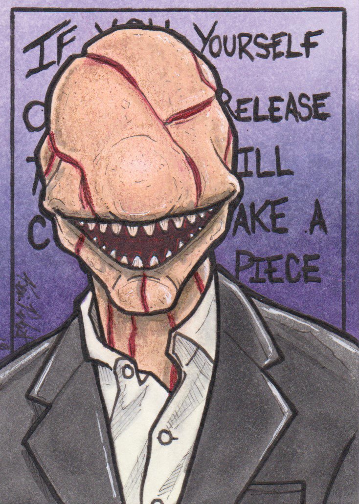 Day 05: Look-See @CryptTV @LandonStahmer #Inktober2018 #Monstober2018 #Horror #Scary #Creepy #Ink #Copic #GellyRoll #ArtCards #TradingCards #LookSee #SeanBrison #LandonStahmer   #YouTube #SharpDressed #SuitUp #Smile #KillerSmile  #F_Hashtags
