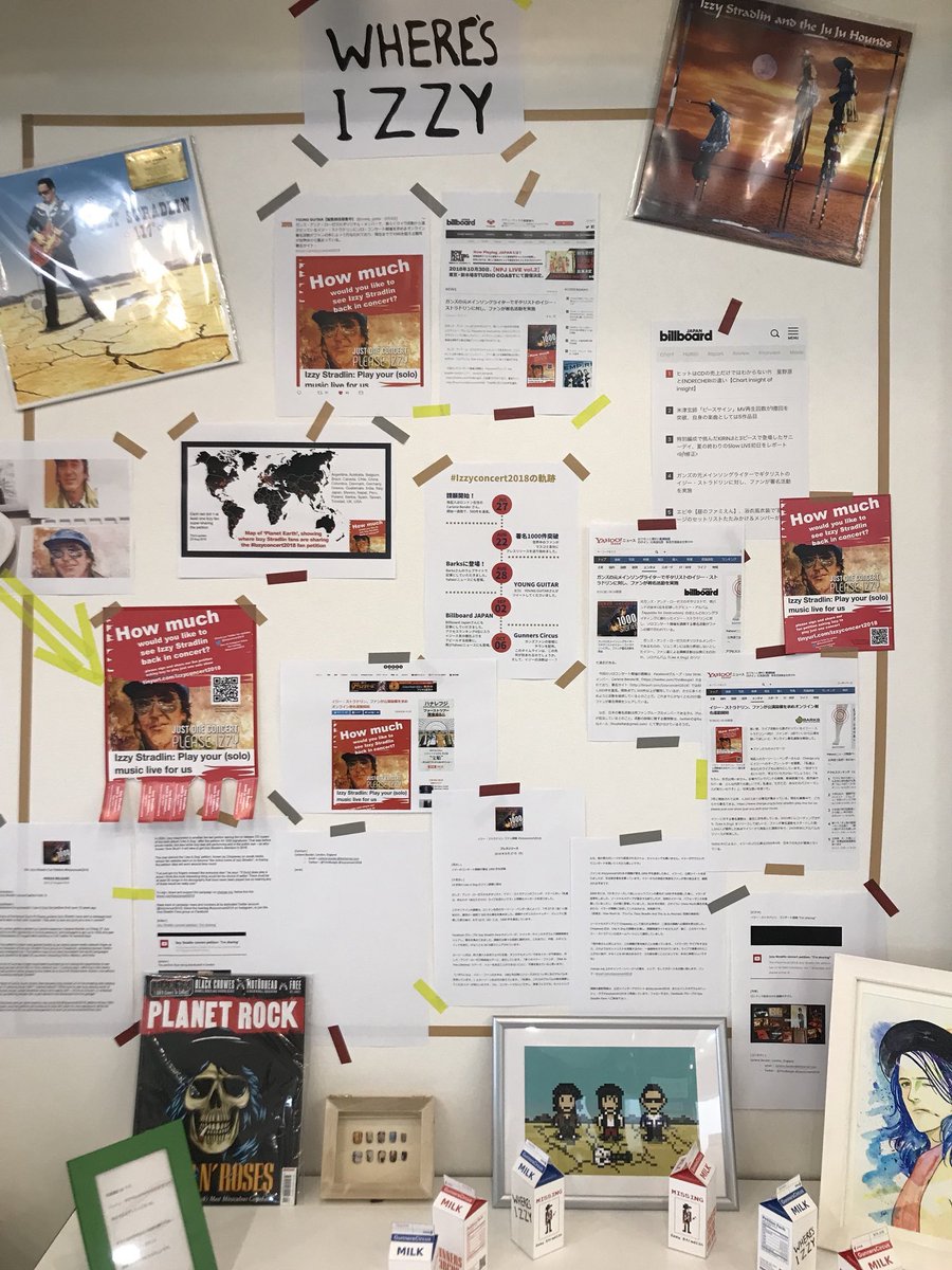 TriniBoogie's tweet image. I can see that strips have been torn off from the poster!! Which means more signatures! Woo hoo 😍😍 

Thanks @GunnersCircus for the pic of the #Izzyconcert2018 display 😍 #wheresIzzy #Japan #GunnersCircus 

(Any new Izzy Stradlin fans? Please sign here: tinyurl.com/Izzyconcert2018)