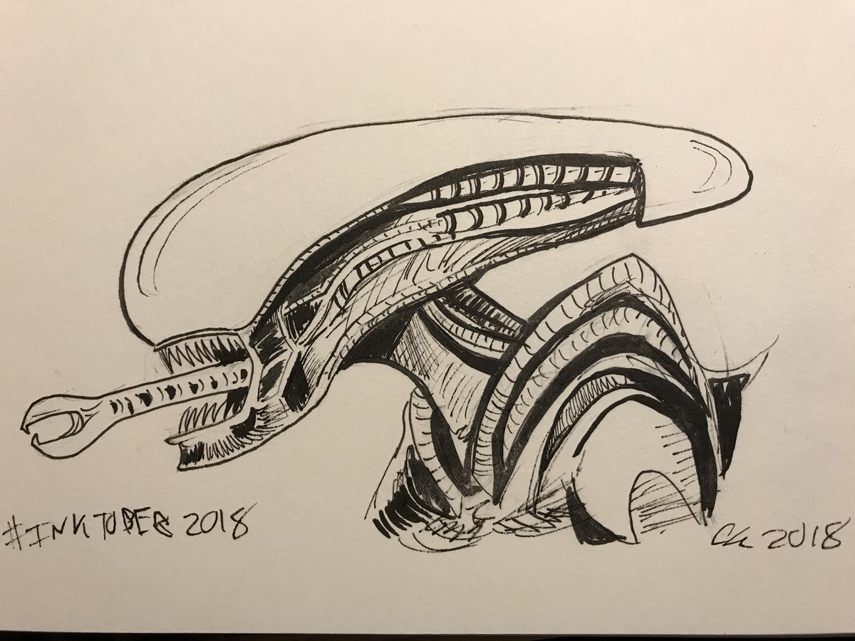 cameronkieffer's tweet photo. Day 05/31: The topic for today’s #inktober was “outer space” so here’s a quick Alien sketch as suggested by @Rudy_Trev as part of #fanrequestfriday
#inktober2018 #inktoberday5 #sketch #drawing #illustration #alien #cameronkiefferart #FanArtFriday https://t.co/rXCbW5LKbe