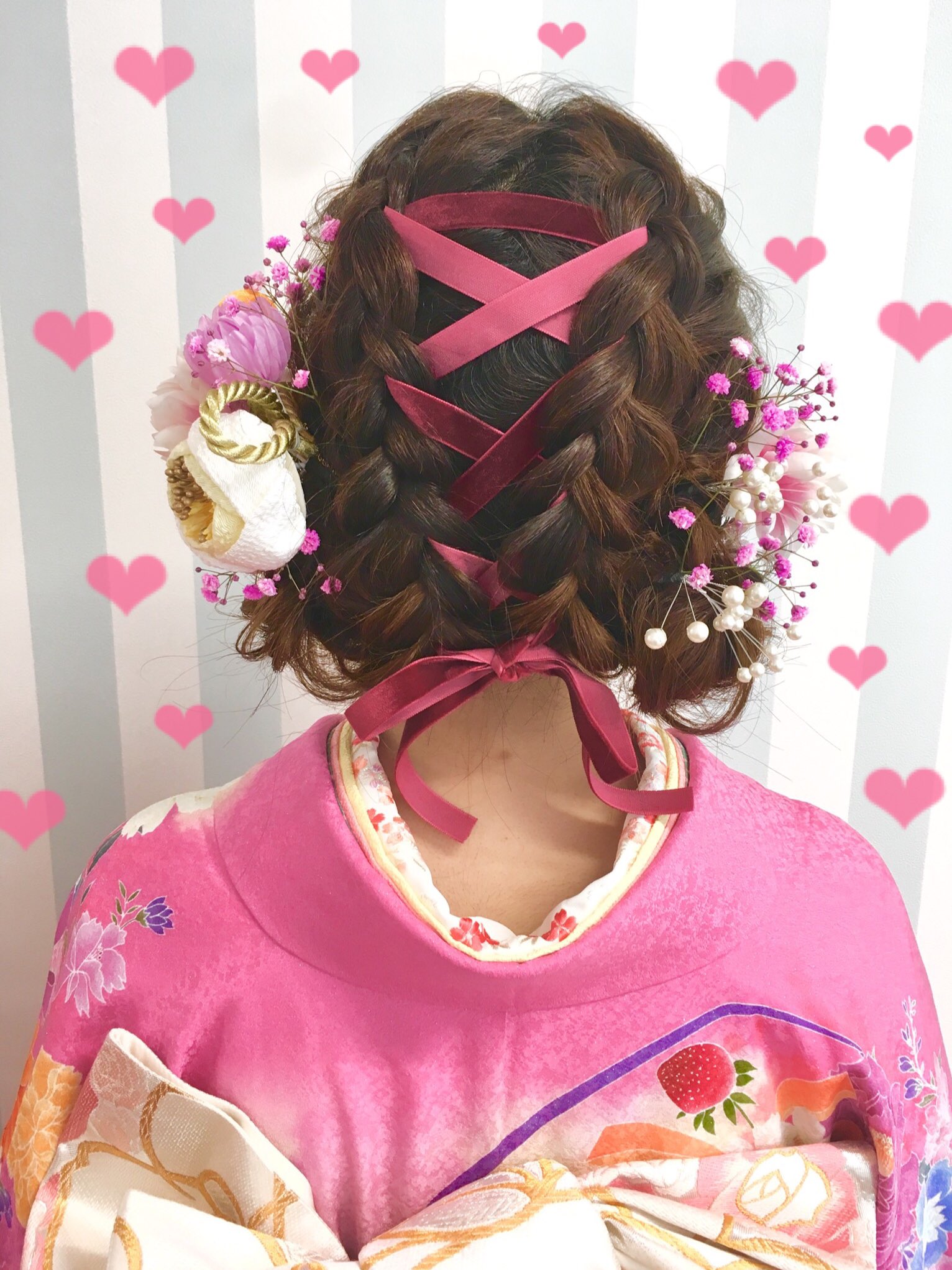 Twitter এ lab 仙台店 本日前撮りのお客様 髪飾りはつまみ細工に ベロアリボンとかすみ草 かわいいがたくさん詰まった ヘアアレンジでした パール ピンクのかすみ草は 写真映え 仙台 ハタチラボ 振袖 振袖ヘアアレンジ 振袖ヘア ヘアメイク