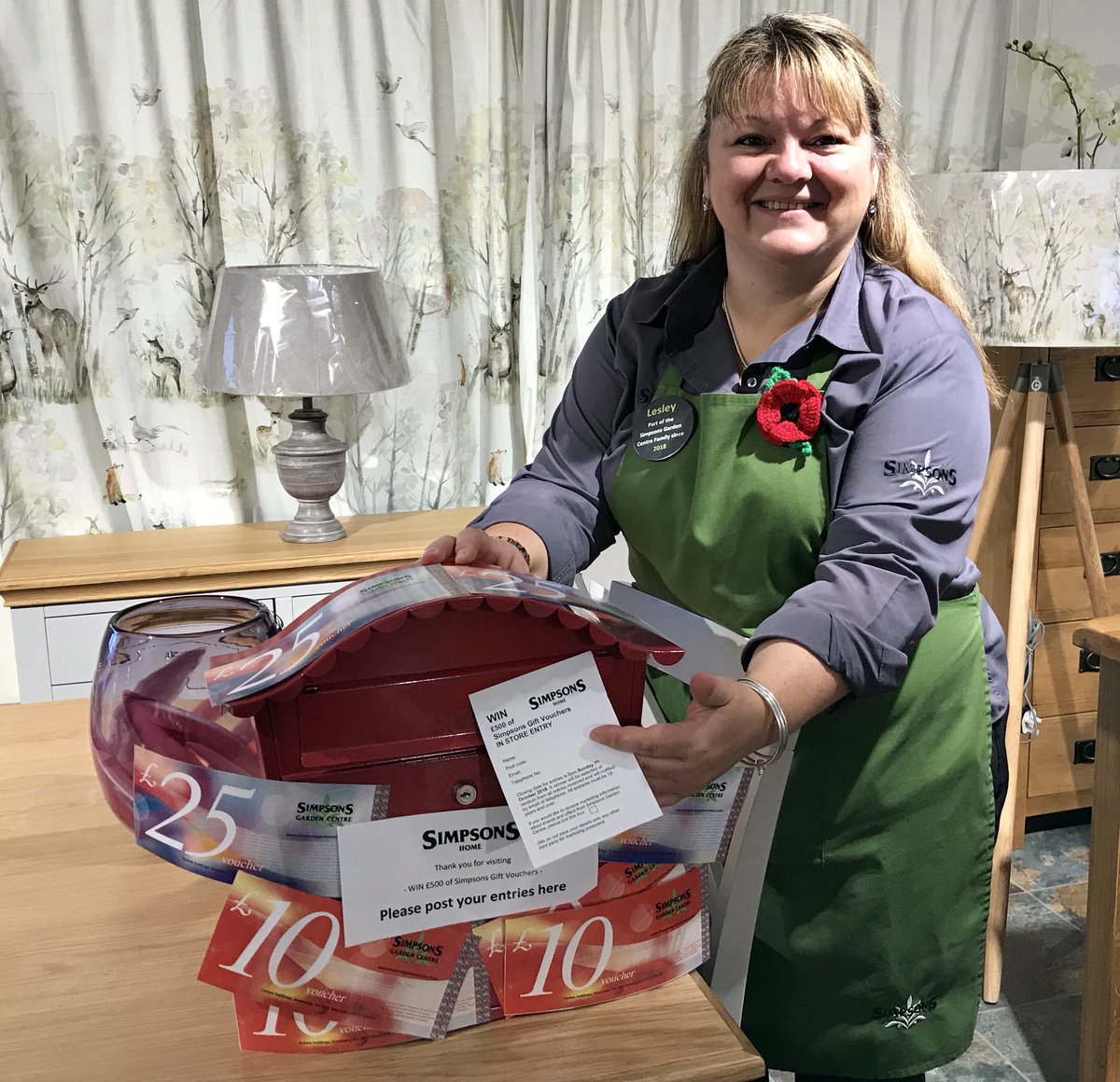 Simpsonsgarden's tweet photo. Have you visited Simpsons Home yet? Make sure you pop in by Sunday 7th October for your last chance to enter our FREE prize draw to win ยฃ500 of Simpsons vouchers! Come and say hello to the team and get some fresh inspiration for your home.
#SimpsonsHome #WIN #PrizeDraw https://t.co/fMA0Tosj3D
