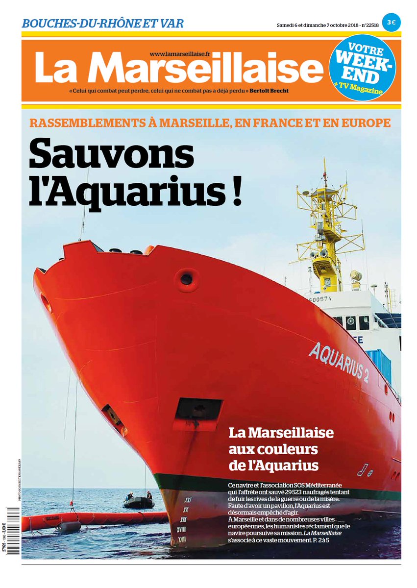 SOSMedFrance's tweet photo. 🔶 La Marseillaise est aux couleurs de la #VagueOrange.

TOUS EN ORANGE aujourd'hui pour l'#Aquarius et le sauvetage en mer ! RDV dans 67 villes en France et en Europe.
INFOS 👉https://t.co/RyiaFWGYYO

Toute la journée, postez vos photos en orange sur les réseaux ! 
#SaveAquarius https://t.co/JrCXviKKSf