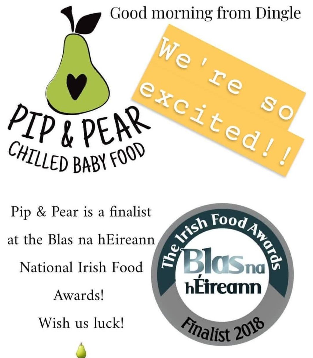 Fingers crossed for Pip & Pear today at @BlasNahEireann National Irish Food Awards 🤞🍐 Best of luck to all of the amazing Irish Food & Drink producers..go get em!! #IrishFood #Blas18