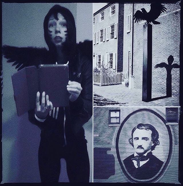 lefffffty's tweet photo. #fbf / #otd: #Birdland! My #Misfits #Raven #costume for an #EdgarAllanPoe Festival // #veganleatherjacket + #pomade-#devillock :) https://t.co/KU9UqBiqus https://t.co/1ZPQtcIoF9