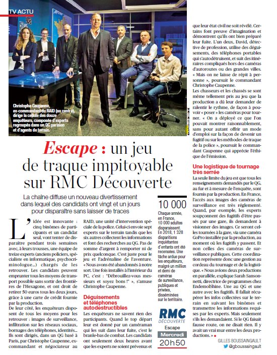 thony911's tweet photo. "Escape, 21 jours pour disparaître" : un jeu de traque impitoyable à découvrir dès mercredi sur @RMCDécouverte. (Tv Mag) #EscapeRMC #Escape https://t.co/HpooDRHcaJ
