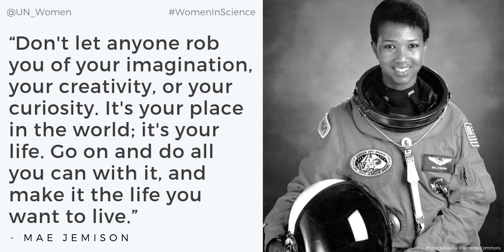 "More women should demand to be involved. It's our right.” -- Dr. <a href="/maejemison/">Dr. Mae Jemison</a>, the 1st black woman to travel in space. 👩‍🚀🚀 #WomenInScience 

#WorldSpaceWeek #Space4women