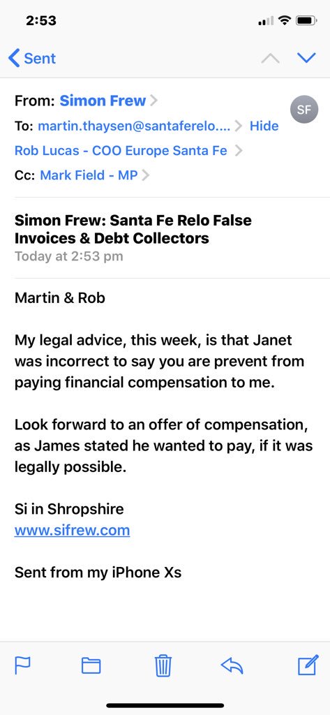 @SantaFeRelo - can I get an update re: this #complaint & request for #financial #compensation relating to the year of #falseinvoices you sent me? I have made @KPMG aware. #bankingconsultant & ex @bankofengland guy sifrew.com