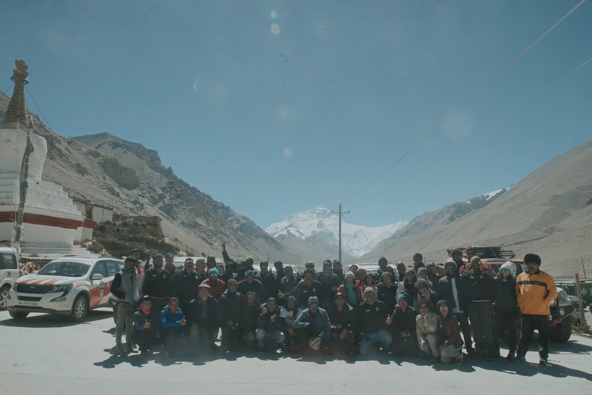 MahindraAdvntr's tweet photo. Deep inside the corridors at 18,192 ft, driving through the picturesque twists &amp; turns, steering past the highs &amp; lows, we finally made it. A majestic conquest to remember forever. First Indian vehicle manufacturer-led expedition to reach Mt. Everest base camp #AdventureToSummit https://t.co/DR46yxwyLF