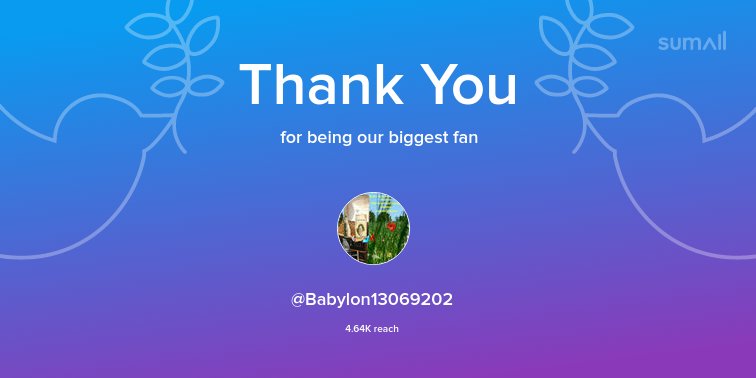 Our biggest fans this week: <a href="/Babylon13069202/">Babylone</a>. Thank you! via sumall.com/thankyou?utm_s…