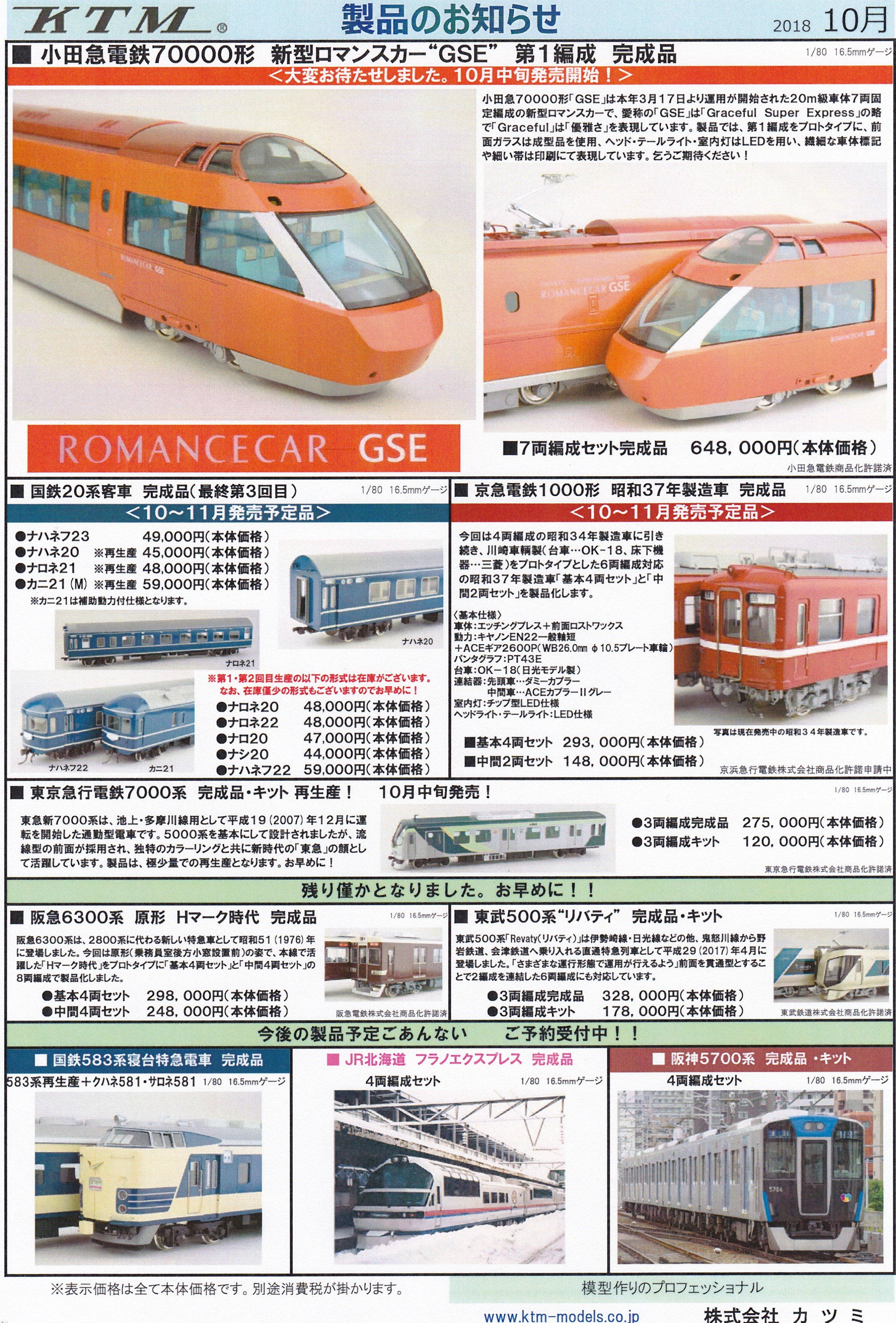 1/80 カツミ 小田急7000形 LSE車ロマンスカー(リニューアル車
