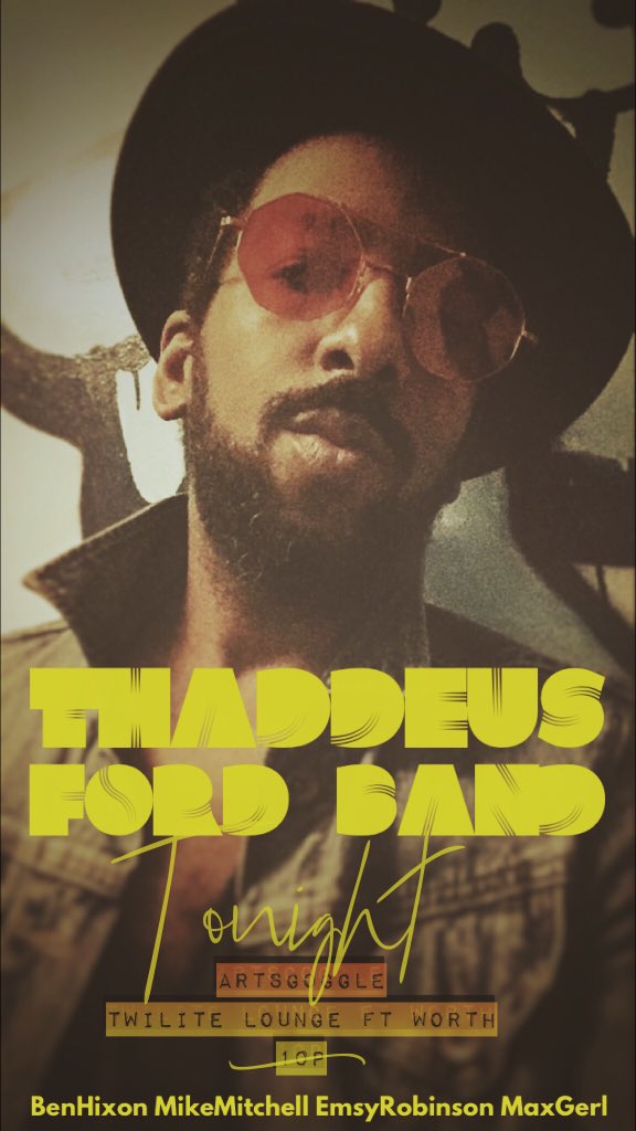 thaddeusford's tweet photo. Looking forward to performing in Fort Worth tonight. Closing out #ArtsGoggle2018 at Twilite Lounge. 10P. W/ @ben_hixon @ben_hixon and #MaxGerl of @DolfinRecords + #EmsyRobinson #FortWorth #BAM #Jazz?🤷🏾♂️ #trumpet https://t.co/YaC7ty9XzA